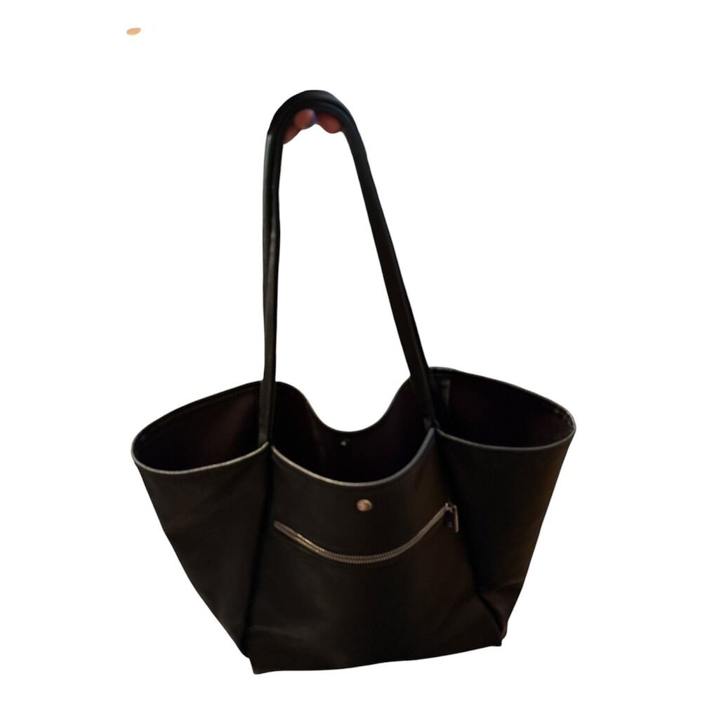 Black leather tote